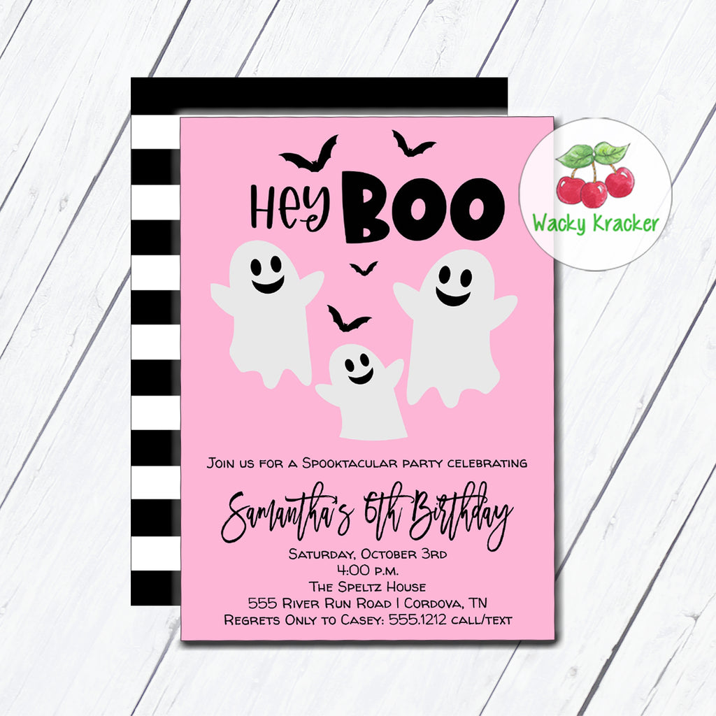 Pink Ghost Birthday Invitation