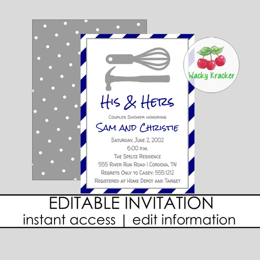 His and Hers 2 Bridal Shower Invitation
