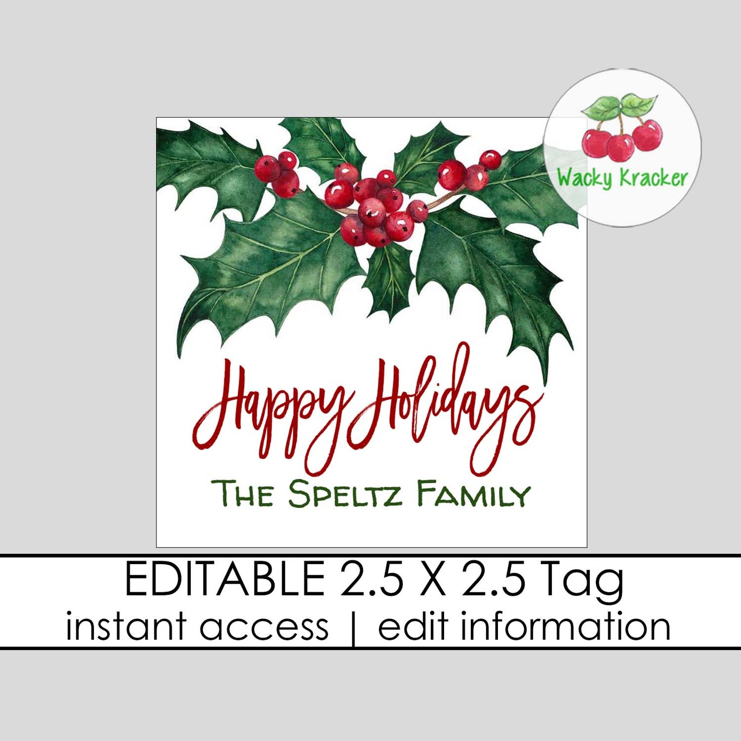 Holly Berry Gift Tag