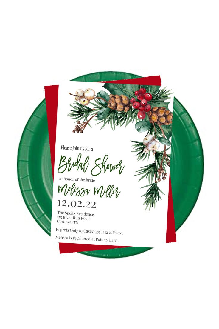 Holly Berry Christmas Invitation