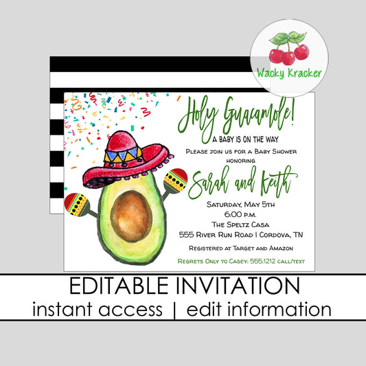 Holy Guacamole Baby Shower Invitation
