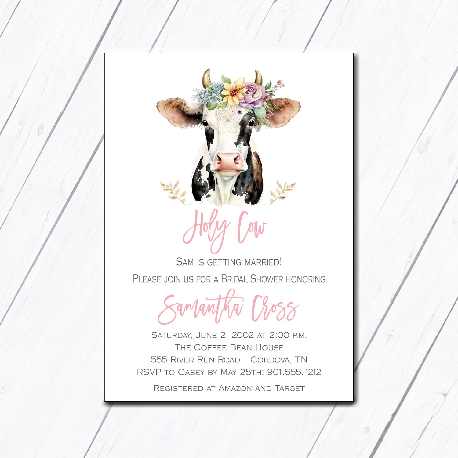 Holy Cow Bridal Shower Invitation