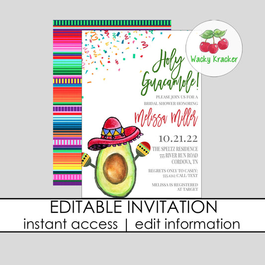 Holy Guacamole Bridal Shower Invitation