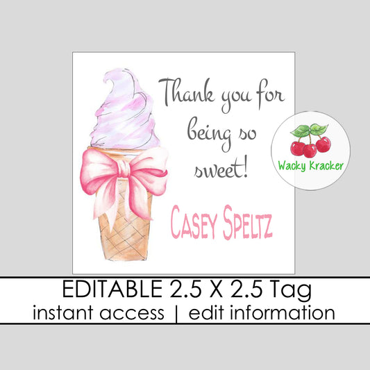 Ice Cream Cone Gift Tag