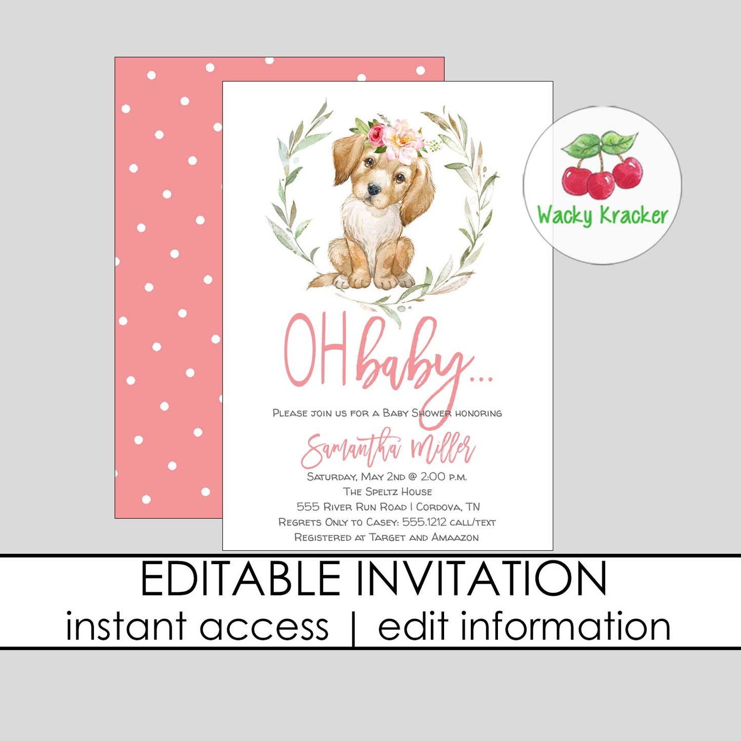 Lab Girl Baby Shower Invitation