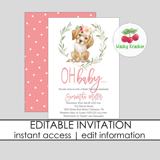 Lab Girl Baby Shower Invitation