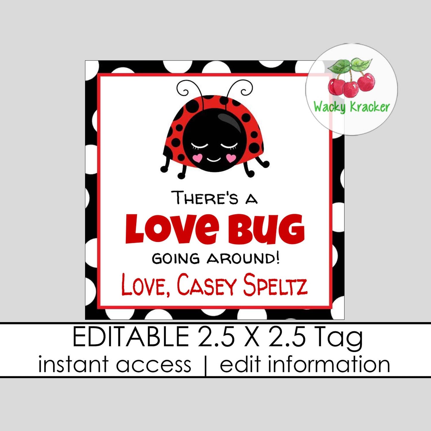 Ladybug Valentine Tag