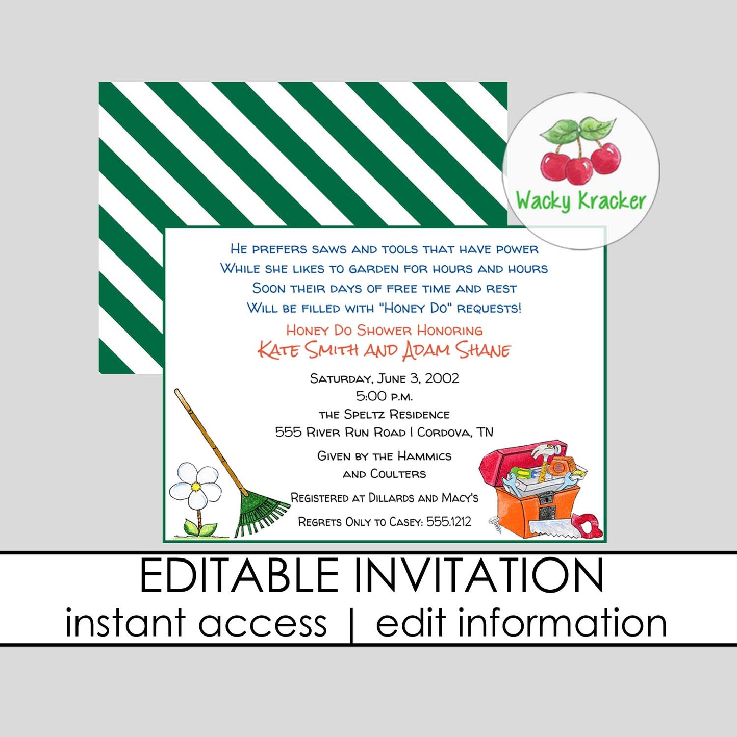 Lawn and Tool Bridal Shower Invitation