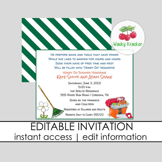 Lawn and Tool Bridal Shower Invitation