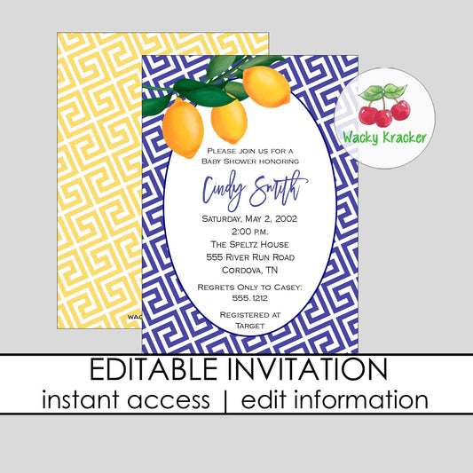 Lemon Baby Shower Invitation