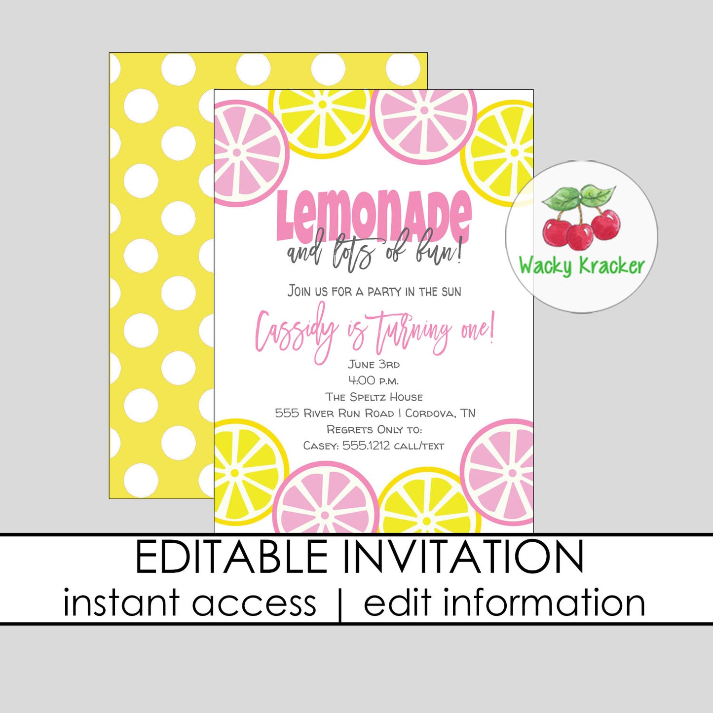 Lemonade Birthday Invitation