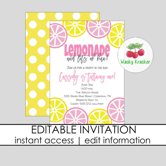 Lemonade Birthday Invitation