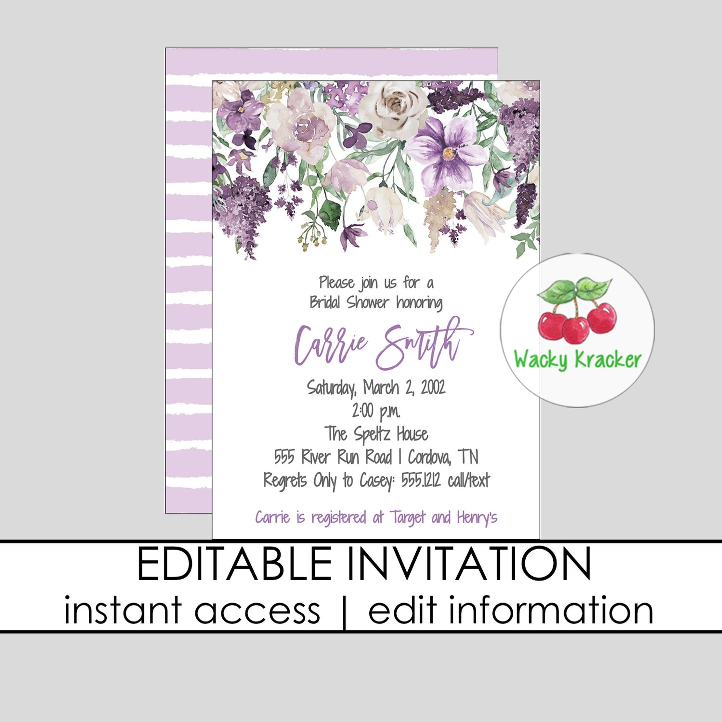Lilac Bridal Shower Invitation
