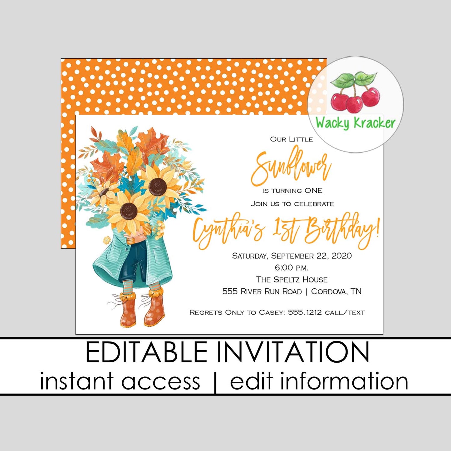 Little Sunflower Birthday Invitation