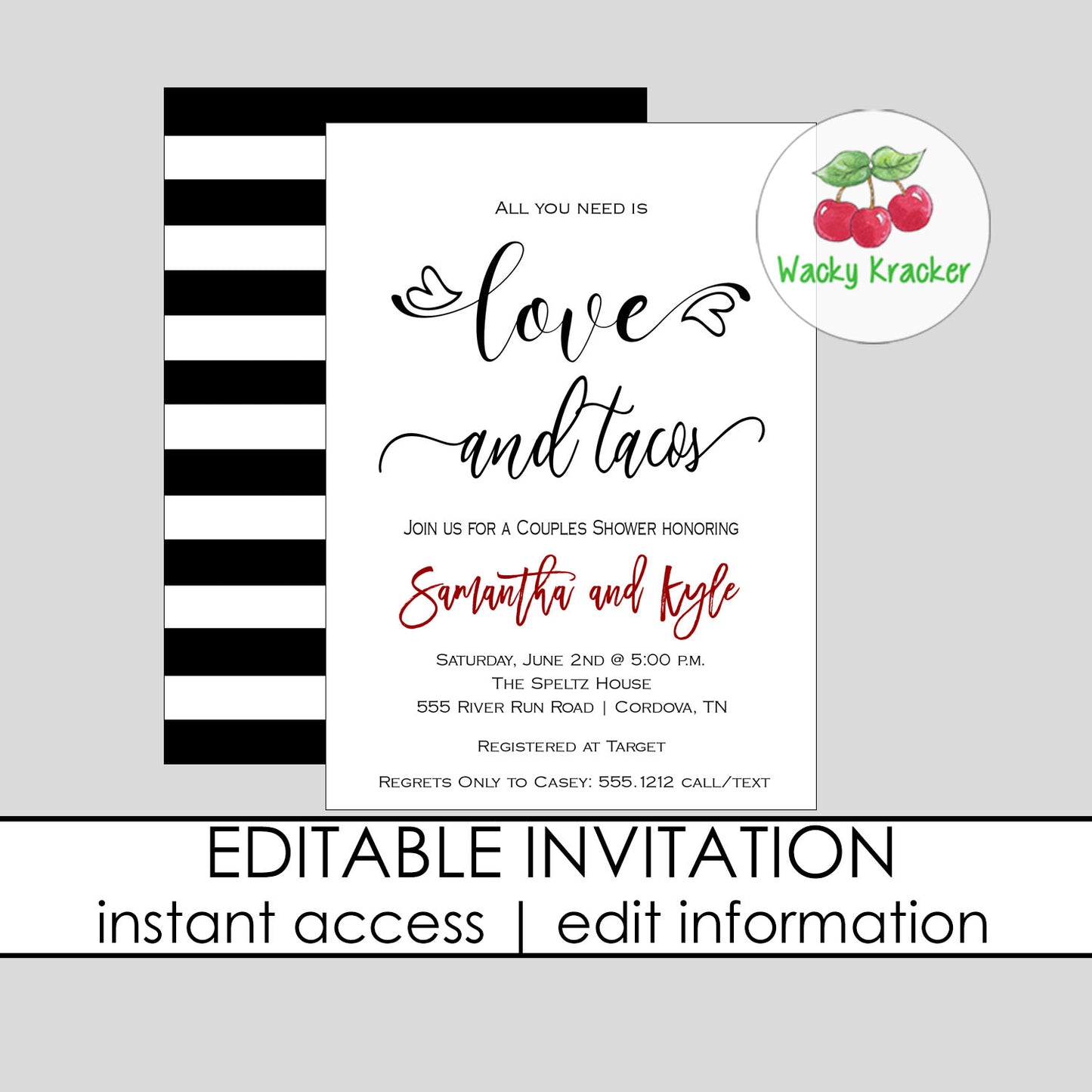 Love and Tacos Bridal Shower Invitation