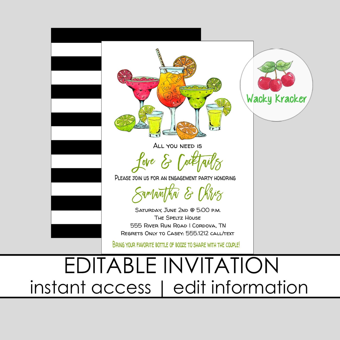 Love and Cocktails Invitation