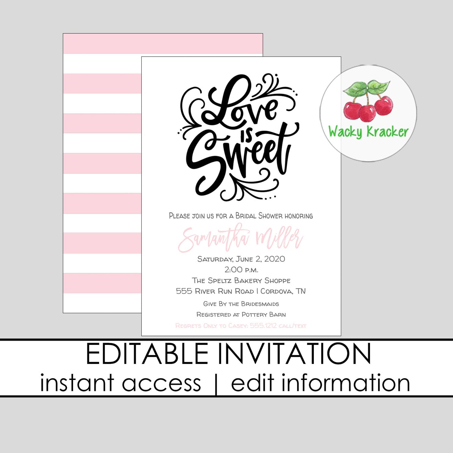 Love is Sweet Bridal Invitation