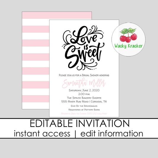 Love is Sweet Bridal Invitation