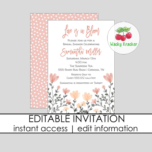 Wildflower Bridal Shower Invitation