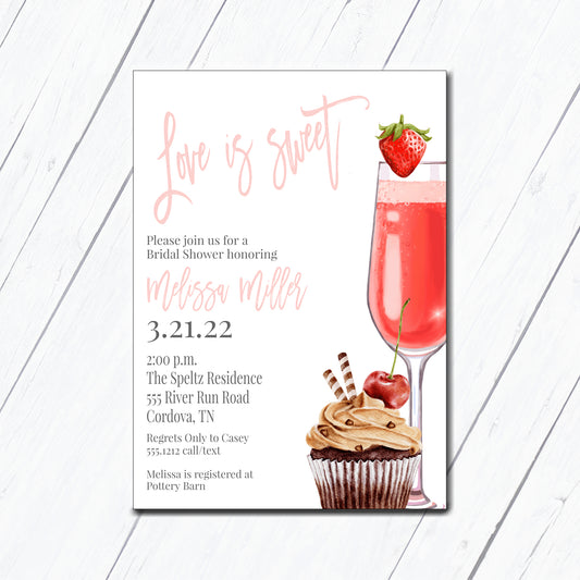 Champagne and Cupcakes Bridal Shower Invitation