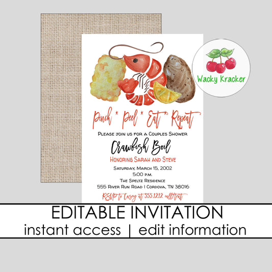 Low Country Boil Bridal Shower Invitation