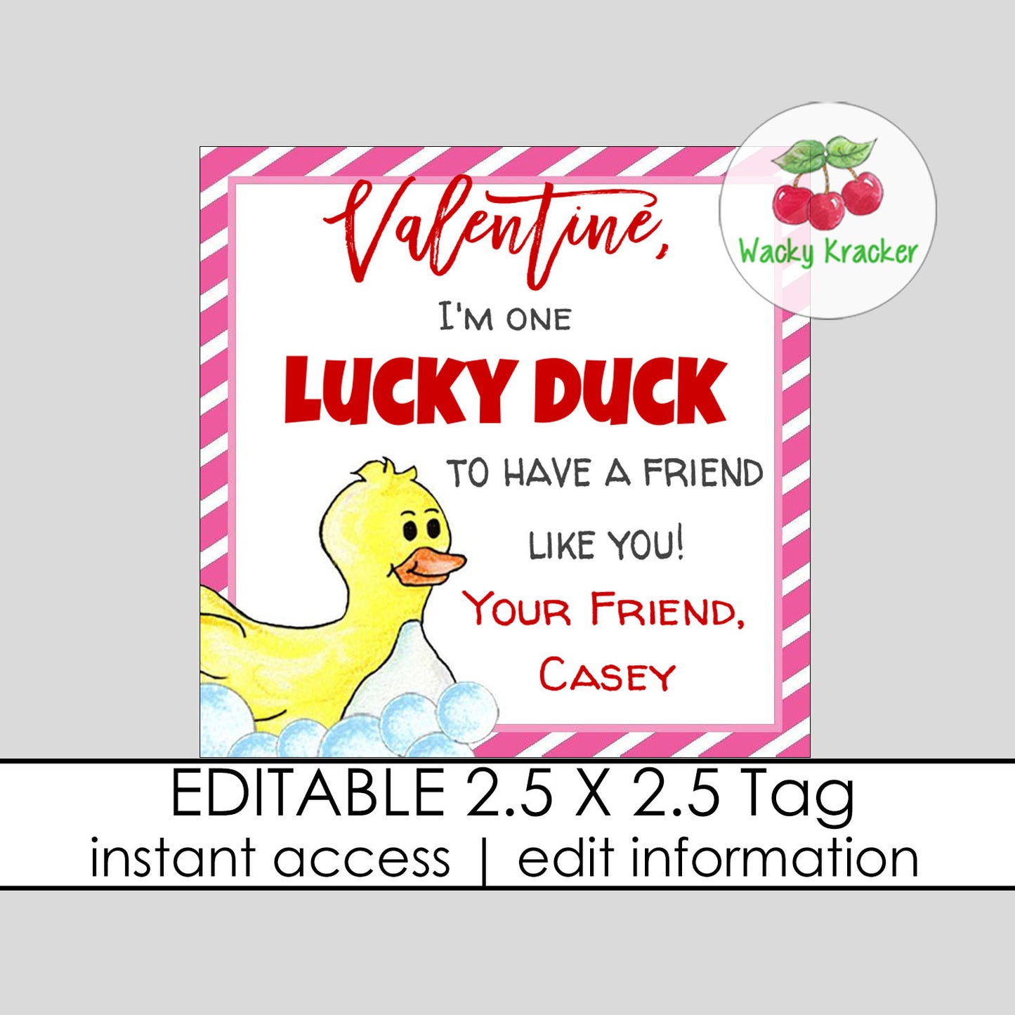Lucky Duck Valentine Tag