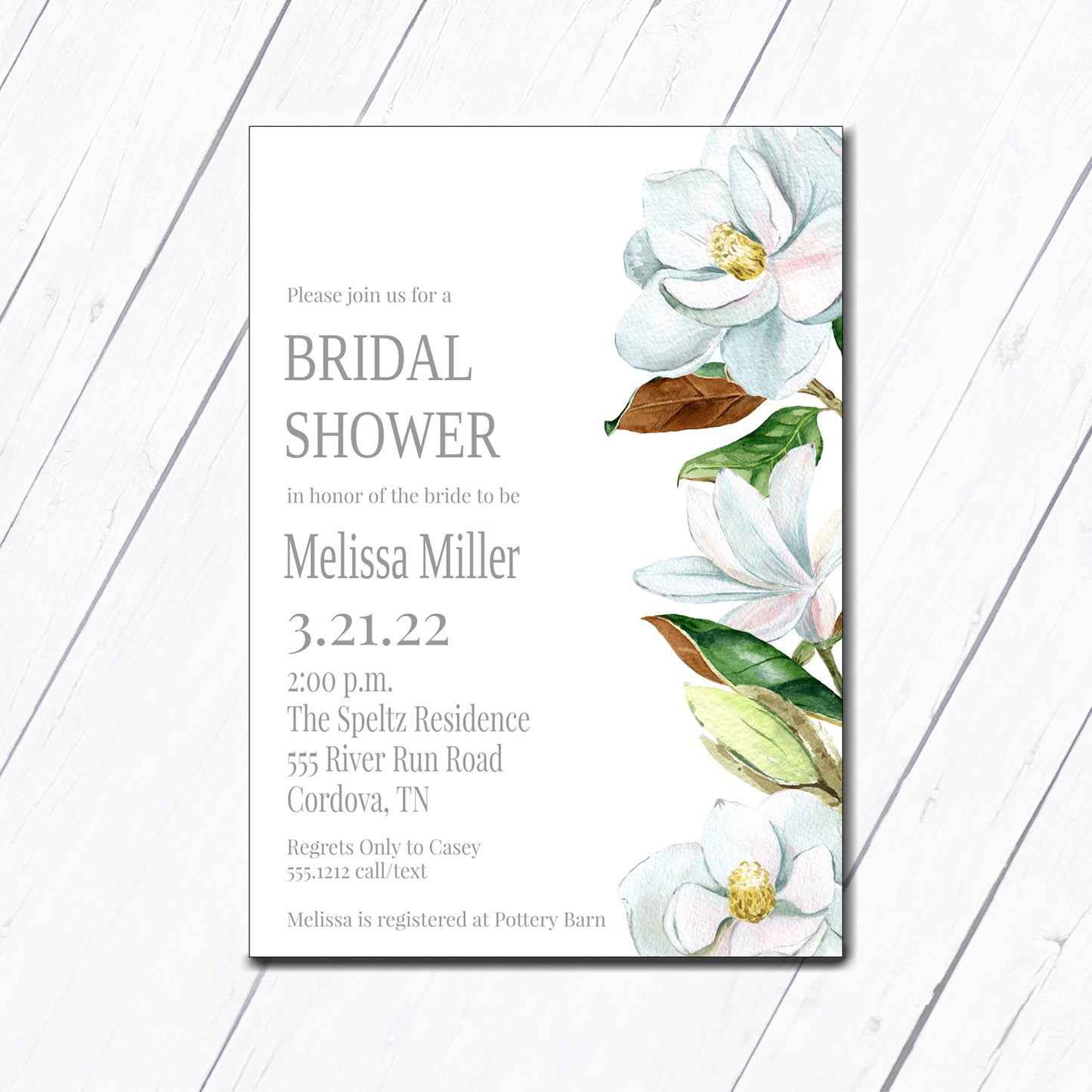 Magnolia Bridal Shower Invitation