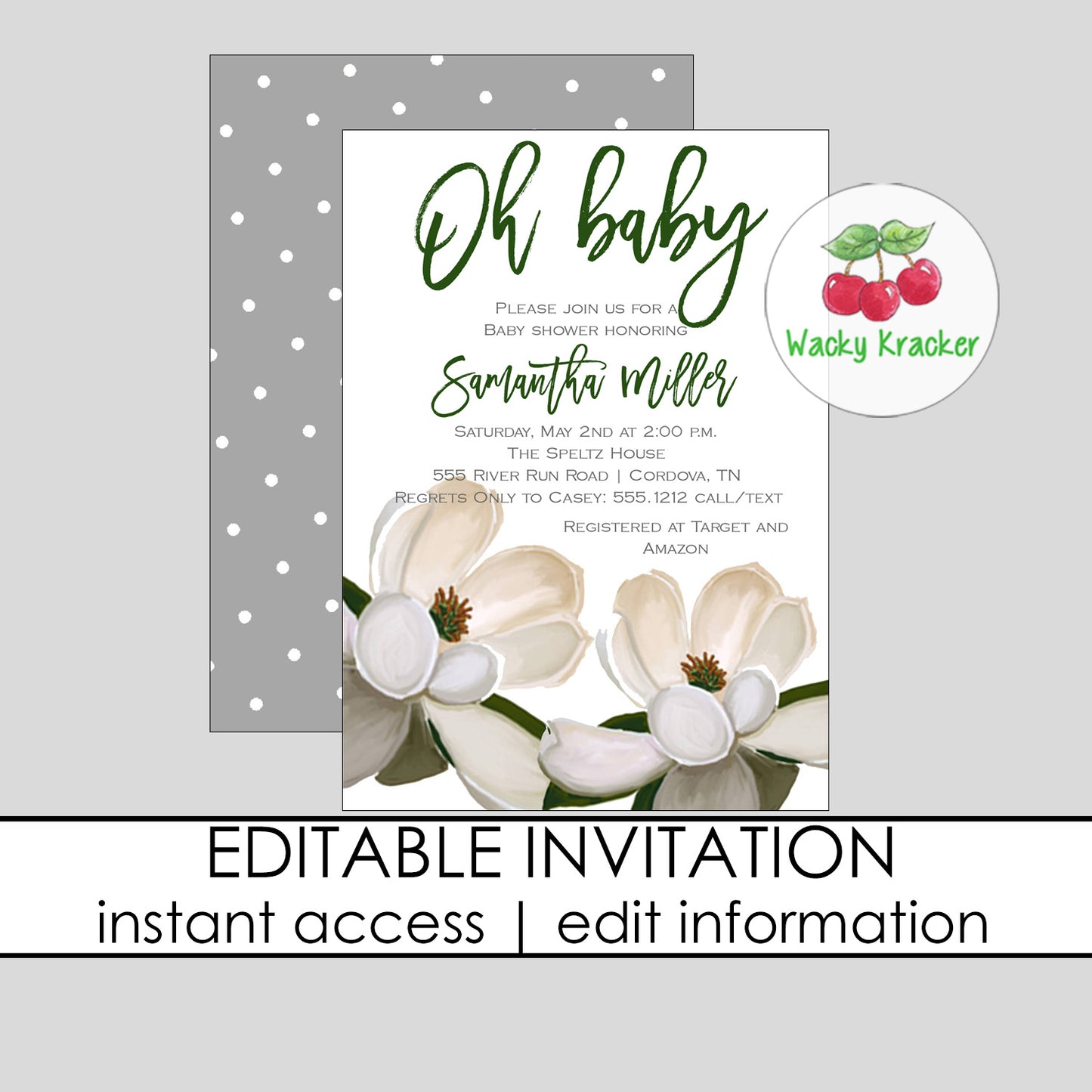 Magnolia Baby Shower Invitation