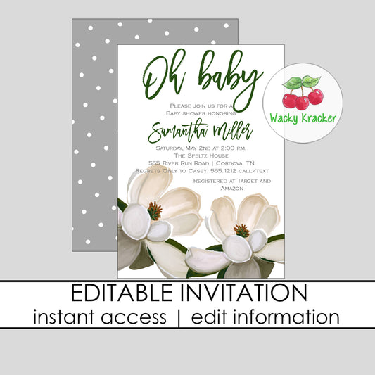 Magnolia Baby Shower Invitation