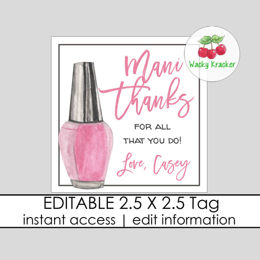 Mani Thanks Gift Tag