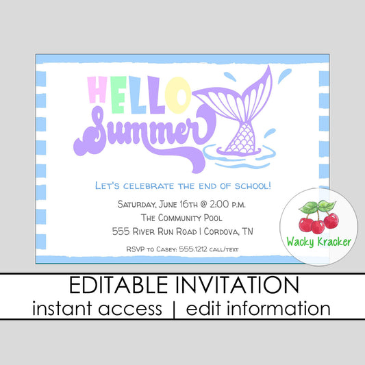 Mermaid Pool Invitation