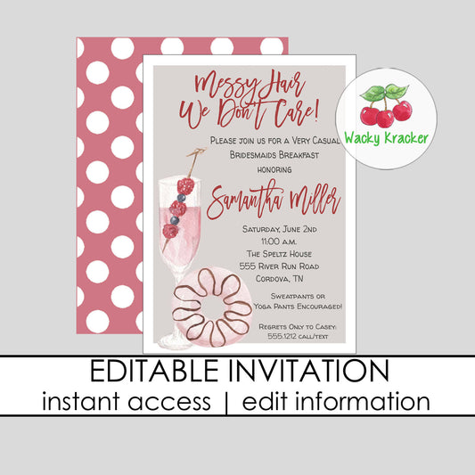 Messy Hair Bridal Shower Invitation