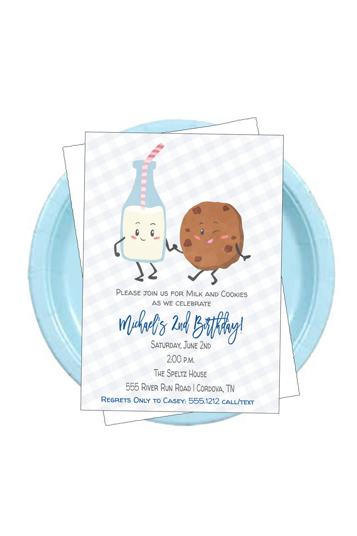 Milk and Cookies Birthday Invitation for Boys