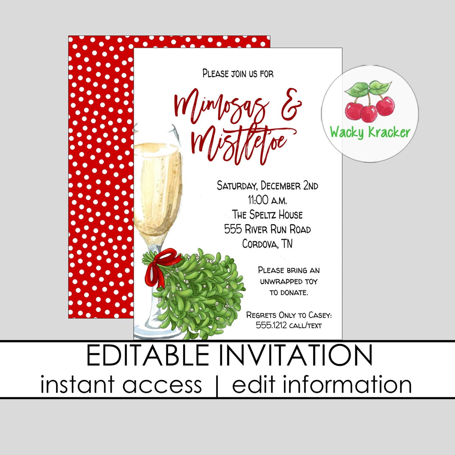 Mimosas and Mistletoe Invitation