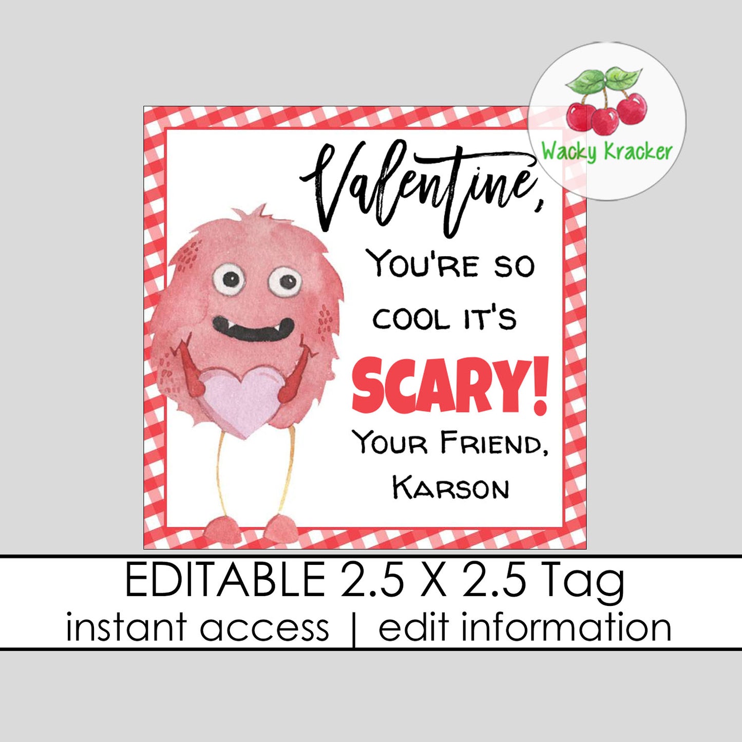 Monster Valentine Tag