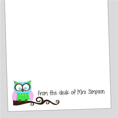 Owl on Branch Notepad