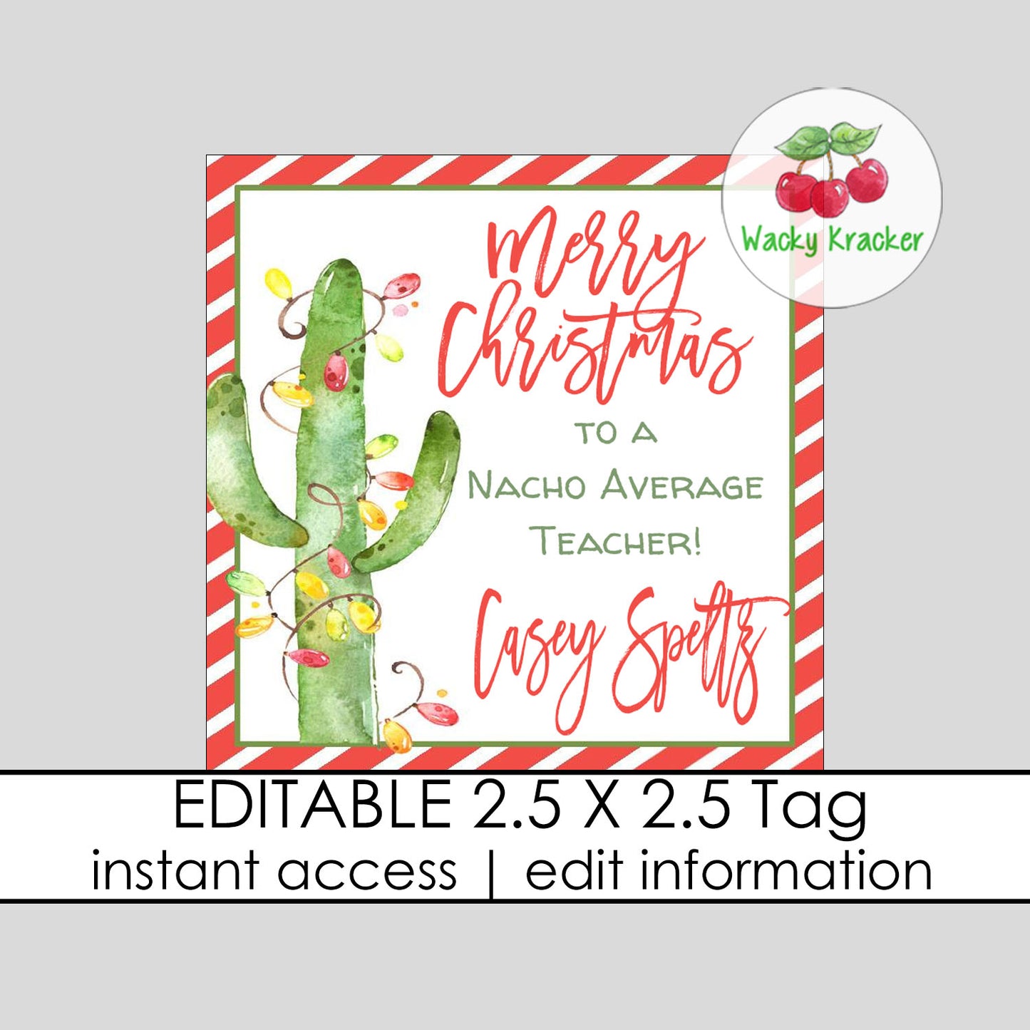 Christmas Cactus Gift Tag