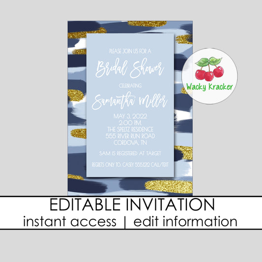 Navy and Gold Invitation