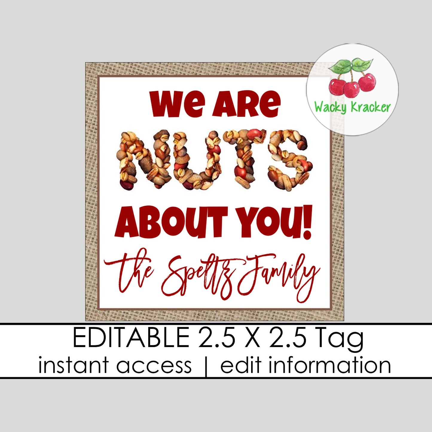 Nuts About You Gift Tag