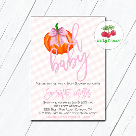 Pink Pumpkin Baby Shower Invitation