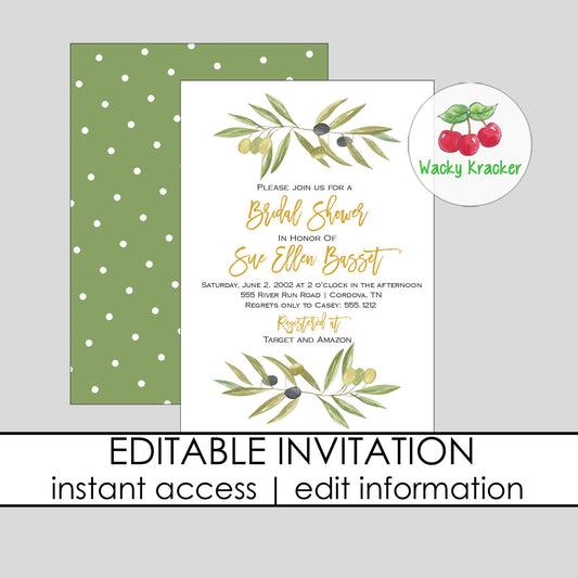 Olive Branch Bridal Shower Invitation