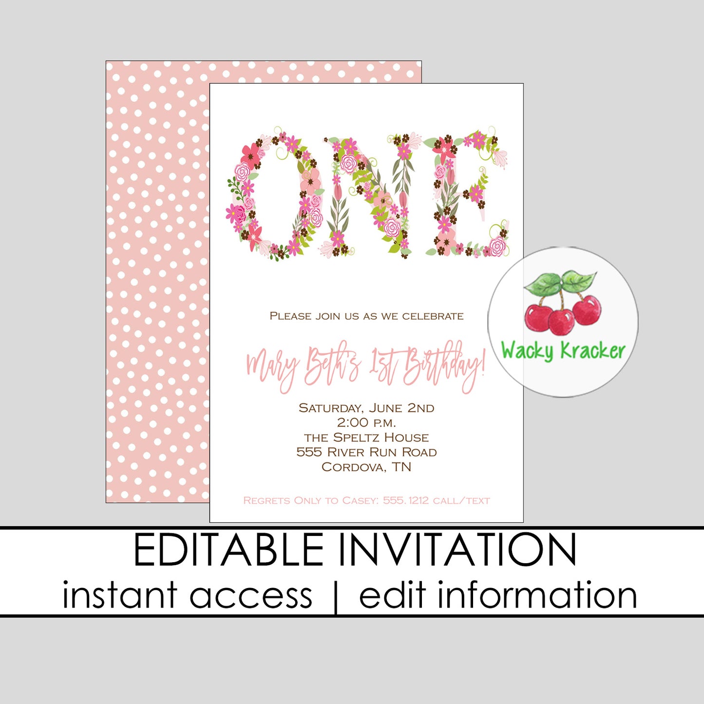 One Year Floral Invitation
