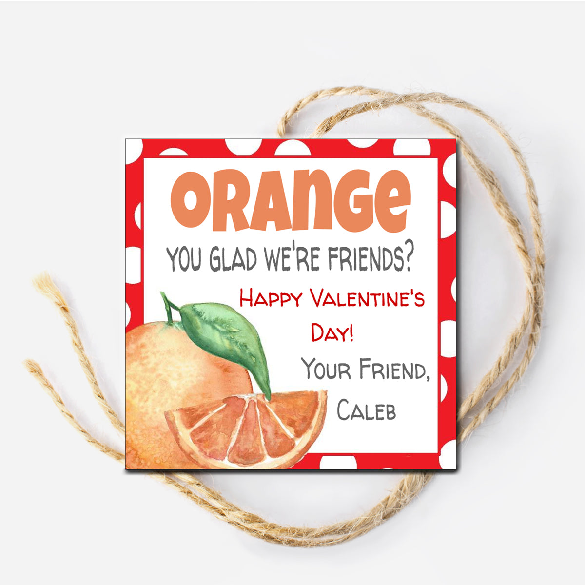 Orange Valentine Tag