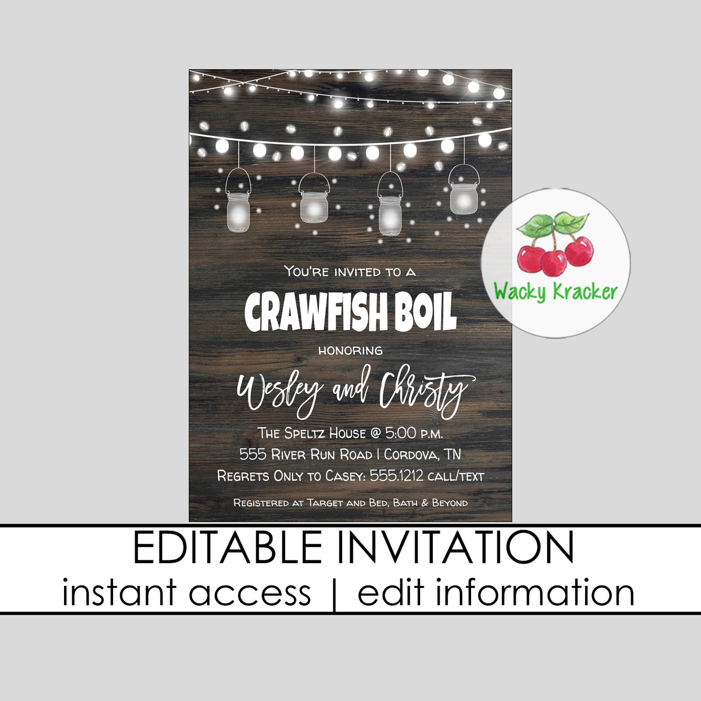 Backyard Crawfish Boil Invitation