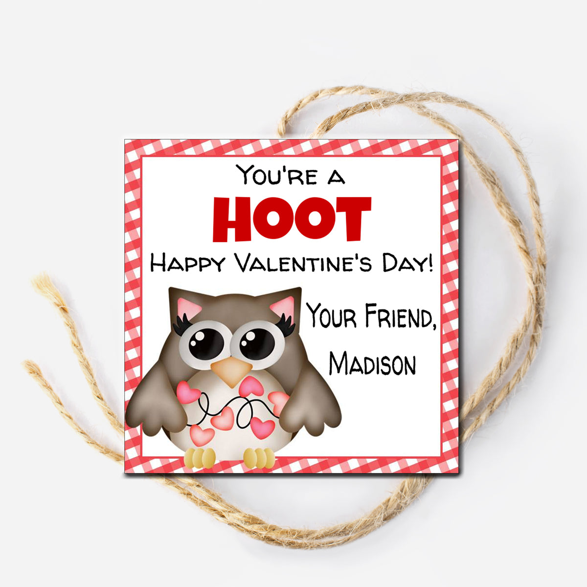 owl valentine tag