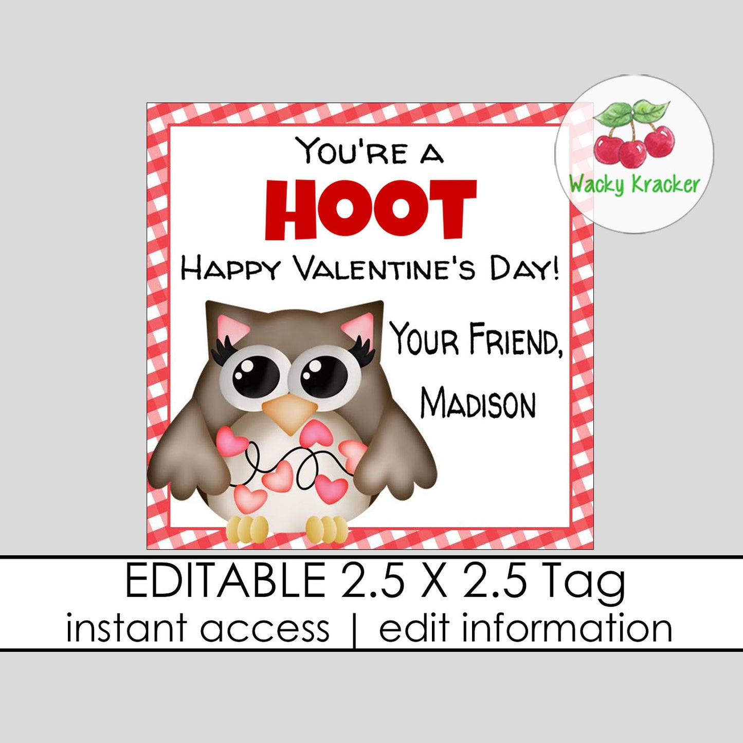 Owl Valentine Gift Tag