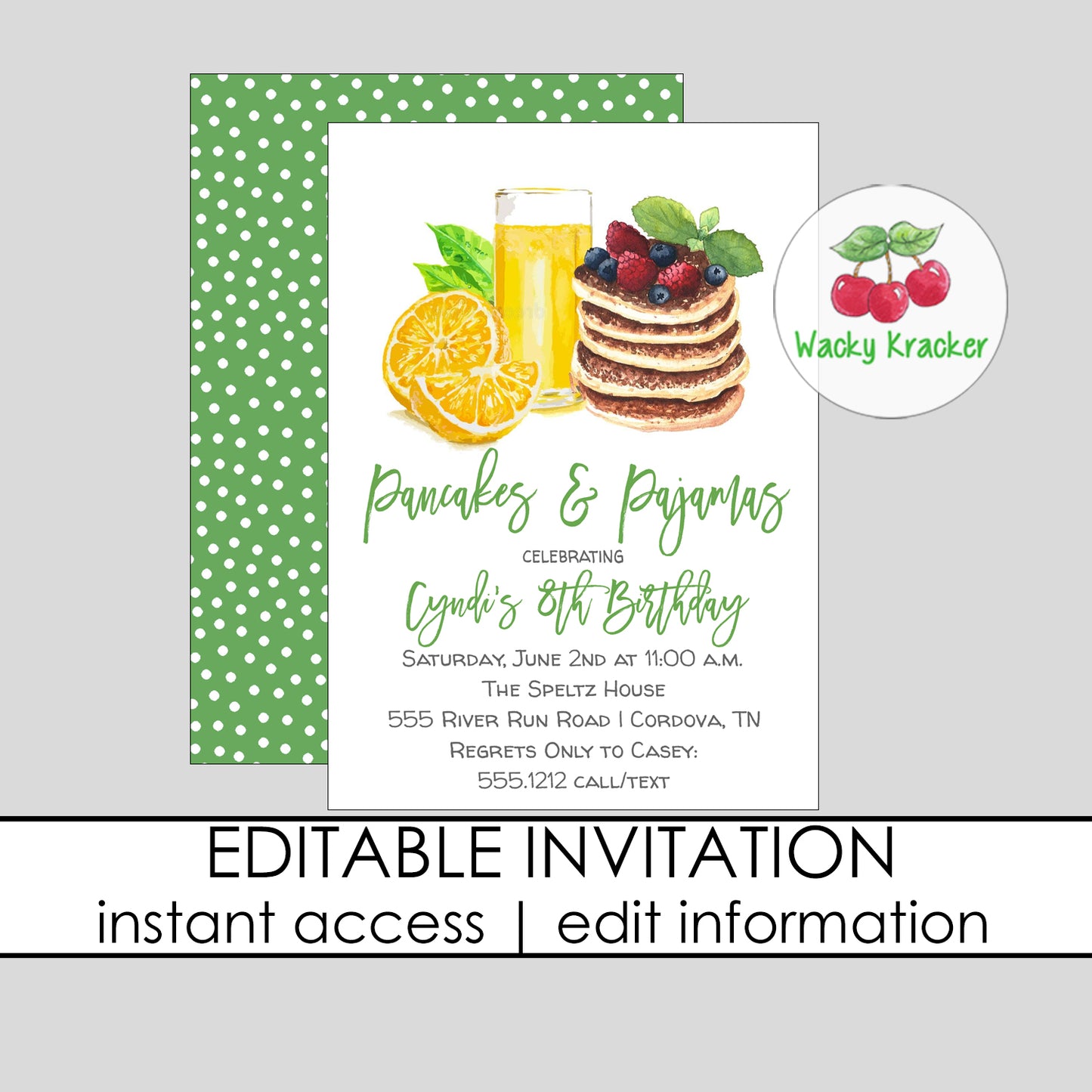 Pancakes Birthday Invitation