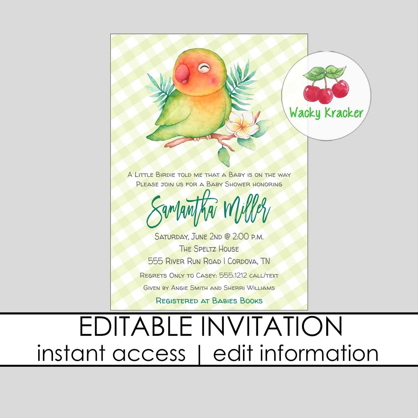 Parrot Baby Shower Invitation