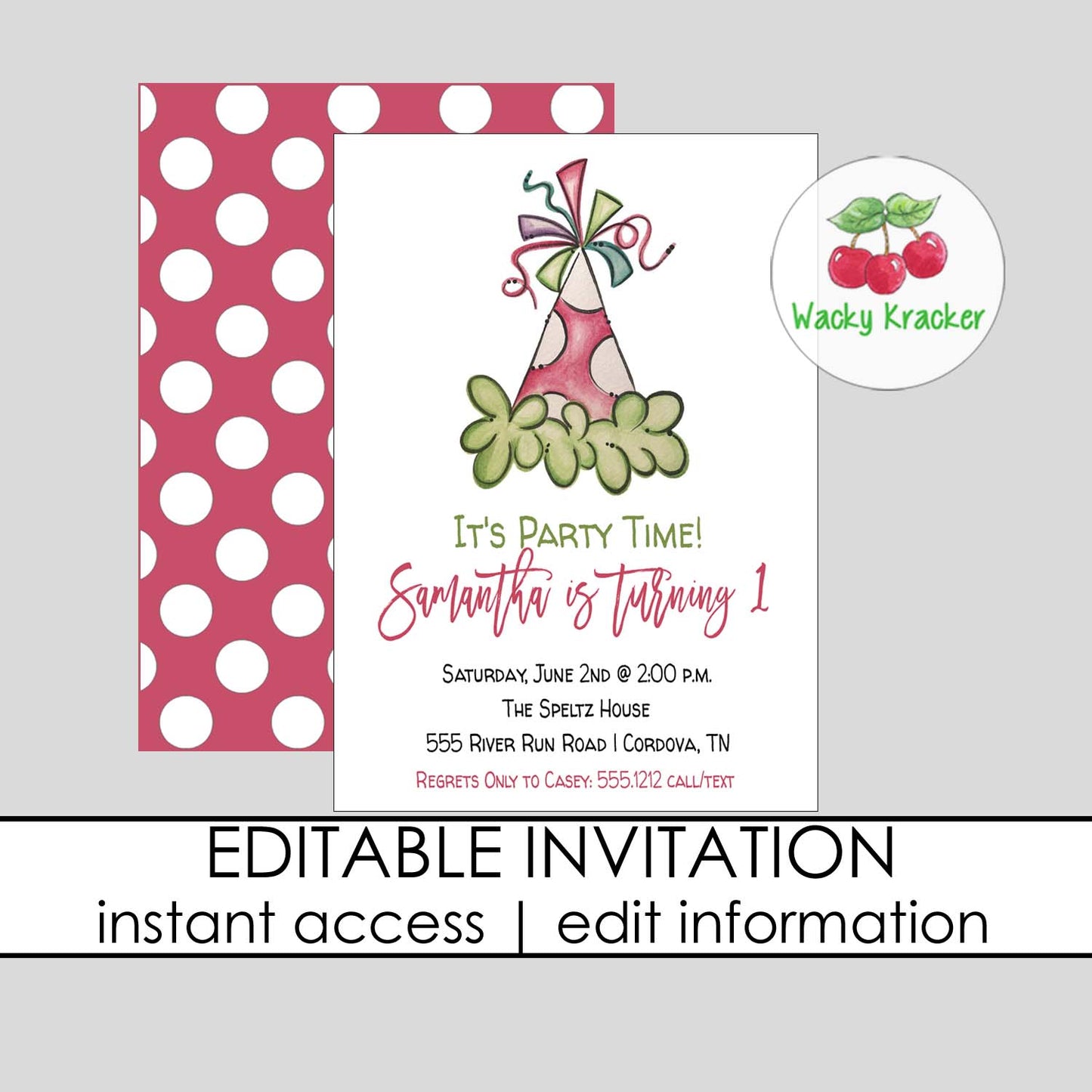 Party Hat Birthday Invitation