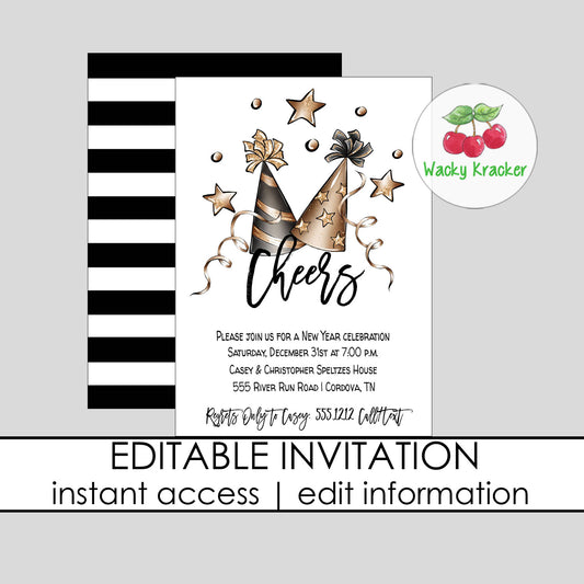New Year's Party Hat Invitation